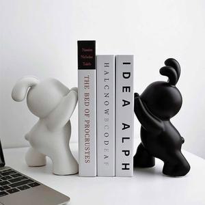 레빗 북엔드 책정리 지지대 인테리어 책고정대 세트 밀당토끼책장식 흑백 장 1 꽃포함