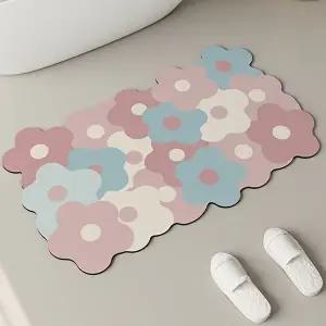 욕실 주방 화장실 미끄럼방지 규조토 발매트 핑크 (KYR-WE434A4)