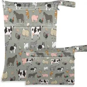 블루앵글 재미있는 물고기 천 기저귀 수영복 및 여행용 습식 건조 가방 - 방수 젖은 옷 세면도구 비치 2