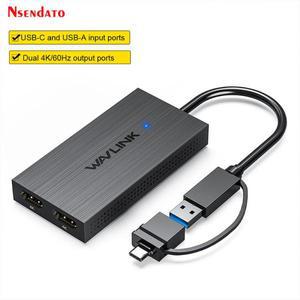 Wavlink USB3.1 USB C 듀얼 HDMI 확장 디스플레이 어댑터 DL6950/SM768 칩 듀얼 4k@60Hz 모니터 TV PC 윈도