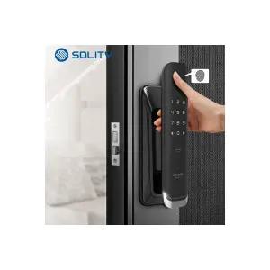 웰콤 패스온 PASS ON 지문인식 무타공푸시풀 카드키2개+번호키 블루투스(옵션) 현관문디지털도어락 푸쉬풀