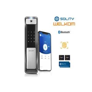 웰콤 WSP-2500B플러스 블루투스기본+지문인식+카드키4개+번호키 0초바로잠금 푸시풀도어락 현관문 디지털도