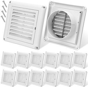 그린스밸리 12팩 4인치 루버 통풍구 커버 외부 건조기 배기 커버, 4개의 나사가 내장된 플라이 스크린 메쉬로 욕실 사무실 가정용 산업용 설치를 위한 새 둥지를 막습니다(흰색)