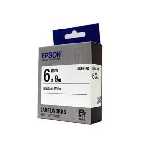 라벨 프린터용 6mm 흰색 배경 검정 글씨 테이프 카트리지