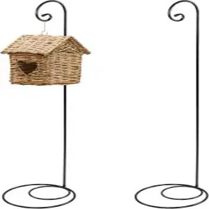 바람 차임 스탠드 걸이식 식물 새 모이통 폴 다리미(빈티지 스타일 블랙)용 야외용 헤비 듀티 정원
