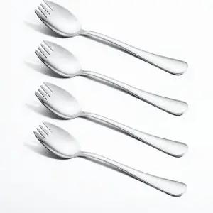 비비바니 스포크스 4피스 식품 등급 스테인리스 스틸 디저트용 7.36인치 롱 핸들 샐러드 포크 스크림 수프