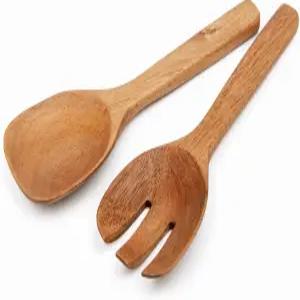 나투룸 아카시아 우드 샐러드 서버 요리 및 주방용 10인치 나무 식기 - 2개 세트