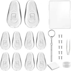 부드러운 안경 코 패드 5쌍의 에어 챔버 에어백 수리 키트 나사 드라이버 청소용 천 핀셋 및 보관 케이스가