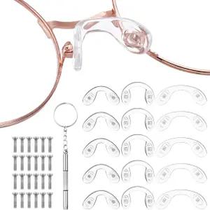 안경 코 패드 15개 U자형 다리 스트랩 선글라스용 부드러운 실리콘 나사 삽입 3가지 사이즈 및 드라이버