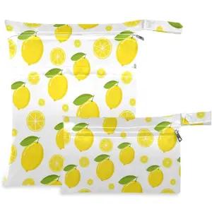 여행 해변 수영장 집 유모차 기저귀 더러운 체육복 젖은 수영복 세면도구가 있는 신선한 레몬 옐로우 패턴