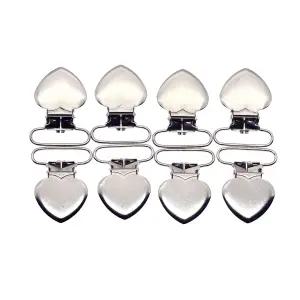 수토위안 1인치 금속 심장 서스펜션 클립 DIY 더미 패드 홀더용 빕 수더 홀더 실버 (10개)