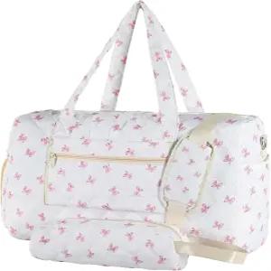 여성 여행 병원용 건조 및 습식 분리 메이크업 파우치 포함 여성용 대형 플로럴 퀼트 더플백 코켓 핑크