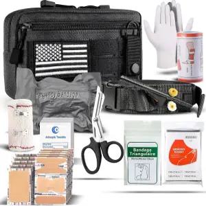 지혈대 4인치 이스라엘 붕대 탄력 붕대가 포함된 IFAK 외상 키트 자동차 캠핑 하이킹 및 여행용 전술 응급