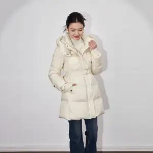 픽호샵 여사친 하프 흰색 점퍼 패딩 후드 스트링 오리털 따뜻하고 패딩다운 키작녀 꾹1