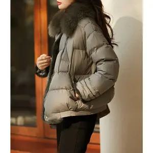 픽호샵 여사친 하프 흰색 트리밍 폭스 점퍼 퍼 패딩다운 다운 구드 럭셔리 키작녀 95 꾹1