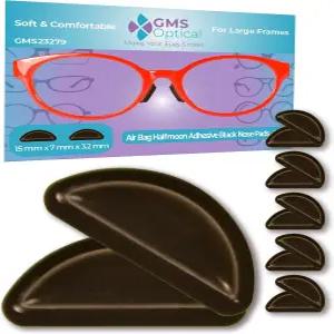 GMS 광학 미끄럼 방지 하프문 에어백 쿠션 실리콘 코 패드 안경 선글라스(15mm x 8mm 3.2mm)(5쌍)(블랙)