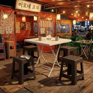 포장마차 테이블 세트 편의점 포차 카페 야외 4인 야외용 라탄 파라솔테이블 플라스틱 의자