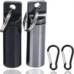 야외 캠핑 및 일상적인 사용을 위한 스푼 열쇠고리 누수 방지 금속 향신료 병 2팩 여행용 용기 카라비너