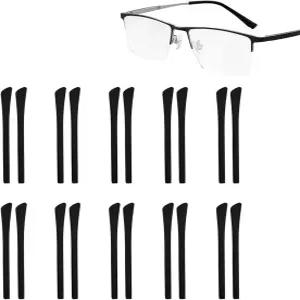 10쌍 미끄럼 방지 실리콘 안경 끝 팁 이어 양말 조각 평평한 얇은 금속 다리용