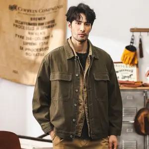 EAMT 청 빈티지 가을 캐주얼 남자 봄가을 청자켓 사파리 카고 재킷 코트 YJ3