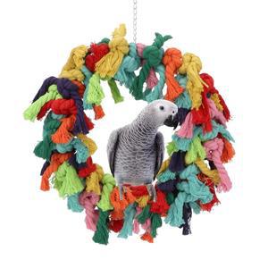 회색 앵무새를 위한 새 컬러풀 코튼 로프 걸이링 링 앵무새 그루밍 츄 등반 물어뜯기 획득