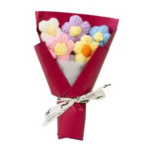 데이지 손뜨개 꽃다발 핸드메이드 미니 조화꽃