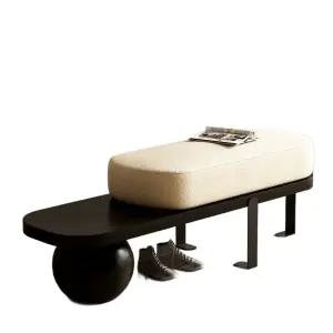 북유럽 양털 벤치 스툴 인테리어 높이 실내 길이 원목색 소파 현관 너비