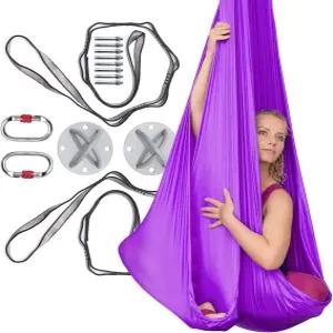 가정용 에어리얼 실크 해먹 키트 - 요가 곡예 및 체조 훈련을 위한 완벽한 하드웨어 리깅 세트가 포함된