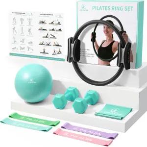 필라론 필라테스 링 세트 - 장비 14인치 팔 변형 저항 2개 위한 방지 5가지 스튜디오급 키트 단련하는
