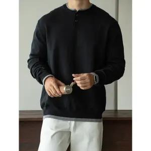 록쉬블몰 남자 울 면 가을 투피스 니팅 카디건 라운드넥티 올드 통기성 머니 티셔츠 HO3