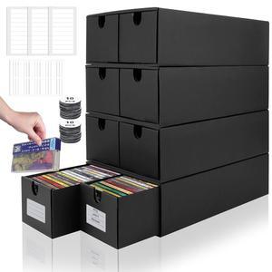 AOBOPLE 카세트 테이프 보관 인덱스 뚜껑과 미디어 정리함 라벨이 쌓을 144개의 홀더 케이스 있는 상자 4팩