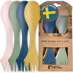 라이트 마이 파이어 스포크 오리지널 4팩 3-in-1 캠핑 스푼 포크 나이프 콤보 재사용 가능 여행 및 도구