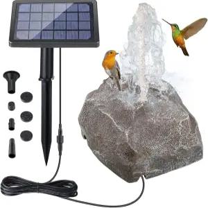 태양광 패널이 있는 태양열 분수 조류 목욕 야외 연못 파티오 정원 어항을 위한 5개 노즐이 로커리 화강암