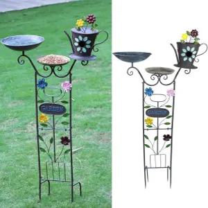 HOUYANG 50.5인치 H 조류 목욕 및 야외용 금속 새집 스탠딩 공급기 등반 식물 트렐리스 4-in-1 정원 마당