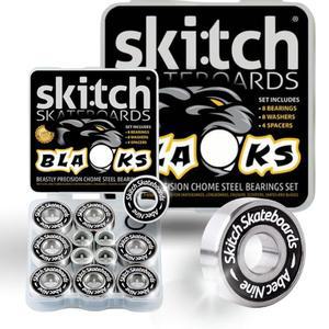 SKITCH PRECISION FAST SPIN 베어링 세트 X 7MM 스페이서 그루브 + | 스틸 크롬 9 8팩 ABEC 스케이트, 스쿠터용 22MM 2RS 8MM 스케이트보드, 와셔 딥 608 세트, 볼 롱보드, 인라인