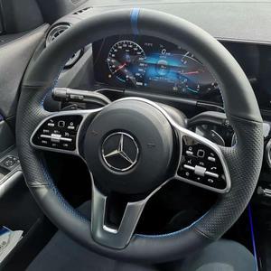 메르세데스 벤츠 A C 클래스 E260 E300 GLB GLA GLE GLC 수동 봉제 자동차 핸들 커버 액세서리 정품 가죽