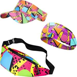 남성용 80년대 90년대 패니 팩 의상 선바이저 모자 패션 조절 가능한 허리 가방 헤드밴드 참신한 액세서리