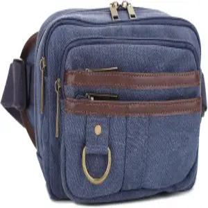 JESSY JAMES 클라마스 캔버스 히든 캐리 벨트 가방 남성용 크로스바디 패니 팩 (블루)