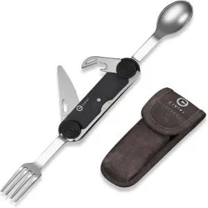 CIVIVI 파티케 4-in-1 캠핑 도구 분리형 스테인리스 스틸 접이식 나이프 포크 숟가락 및 병따개 멀티