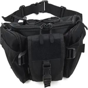 칠모 방수 전술 허리 팩 가방 군용 패니 등산용 힙 벨트 파우치 블랙