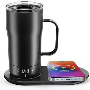 LEGARDLILIU 스마트 자체 가열 디스플레이 커피를 18온스 무선 532 LED 머그 고속 커피 10시간 그린 충전기 워머 제어 베이스 뜨겁게 유지 하루 옐로우 3ML 온도 종일