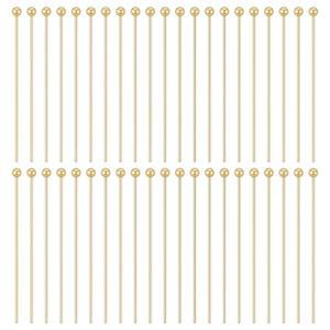 BENECREAT 400피스 18K 금 도금 볼 헤드 핀 24게이지 /0.5MM 황동 새틴 1.2인치 /30MM 엔드 헤드핀 펜던트 귀걸이 주얼리 제작용 스트레이트