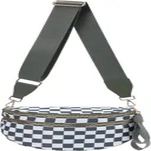 체크 나일론 크로스바디 백 여성용 범백 스트랩 ( 빈 그린 )