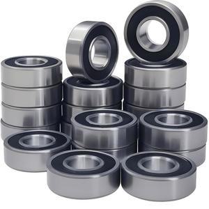 SACKORANGE 20피스 R6-2RS 베어링 0.9CM(3 /8인치) 너비 및 고무 윤활 소형 X /32인치) 볼 2.2CM(7 ID 2.1CM(9 이중 사전 그루브 미니어처 OD 밀봉