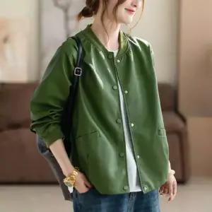 피로달 여사친 니트 캐주얼 봄 PU가죽 잠바 야구 트렌치코트 넥 HO1