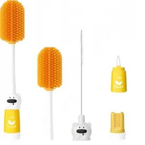 재사용 가능한 컵을 위한 4in1 실리콘 물병 브러시 키트 젖병 청소 및 빨대 클리너 트래블 머그스 시피 컵