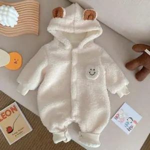 기모우주복 뽀글이베이지 해피베어 아동후드우주복 205020