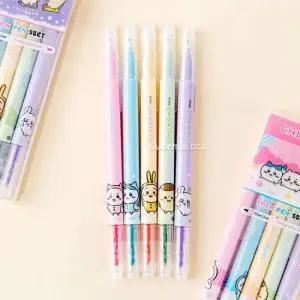 초등학생볼펜 먼작귀 트윈펜 5색 세트-12EA