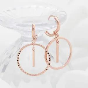 여자귀걸이 금침 니아 로즈골드 원터치 라운드링 드롭 귀걸이 14K