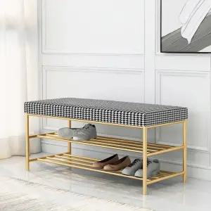 블랙 체크 벤치 전시회 패브릭 호텔 쇼파 의자 매장